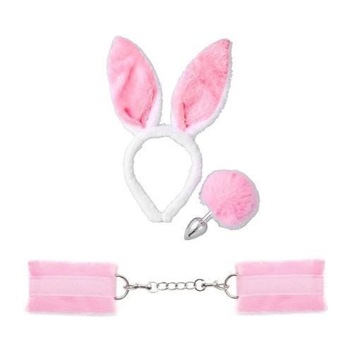Fun Toys Butt Plug Tail Rabbit Ear & Handcuffs Combo