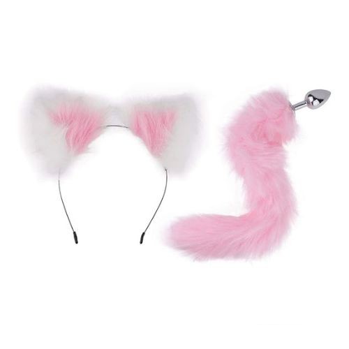 2 Pcs Animal Cosplay Fluffy Toys Metal Plug Butt Tail