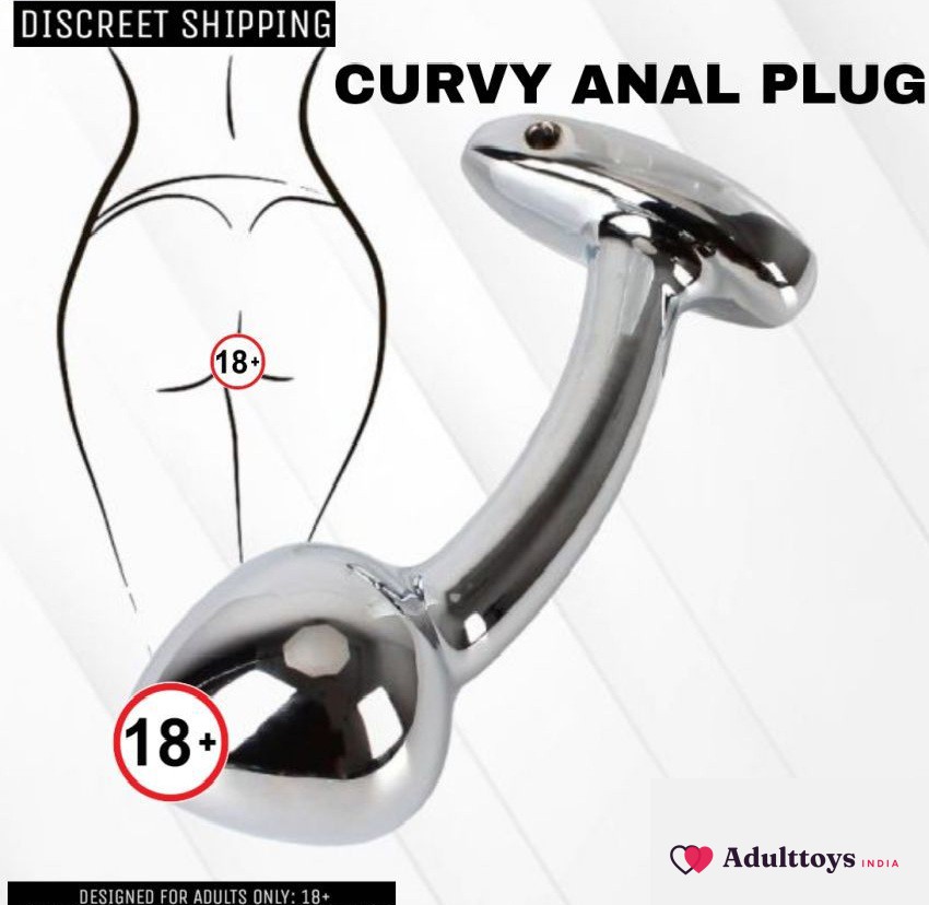CURVY Stainless Smooth Steel Anal Plug For Unisex - front view