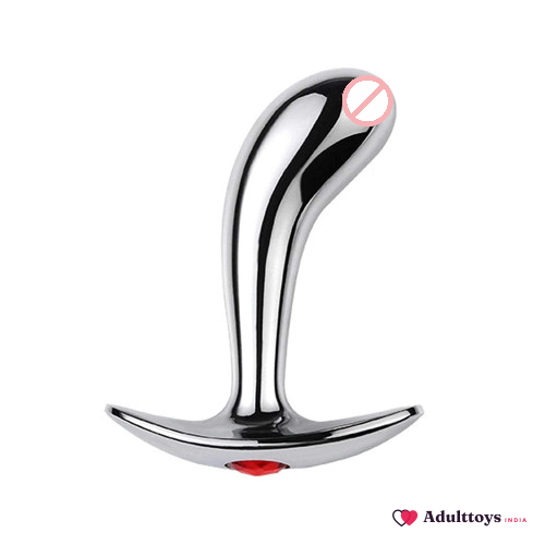 DICK Stainless Steel Butt Plug With Stone - front view