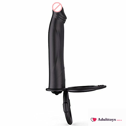 Double O Fun Black Anal Vibrator - front view