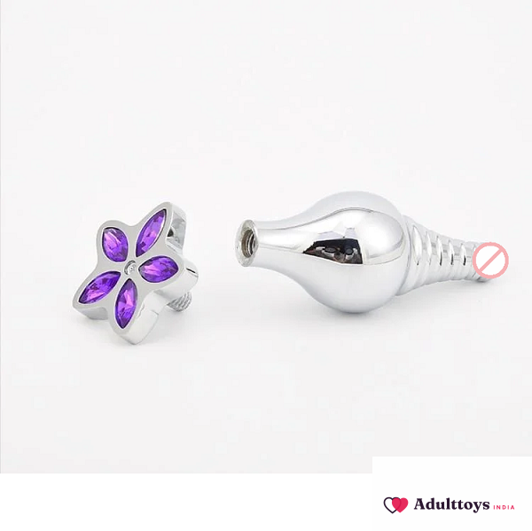 Metal Butt Plug Sparkler - Purple Flower