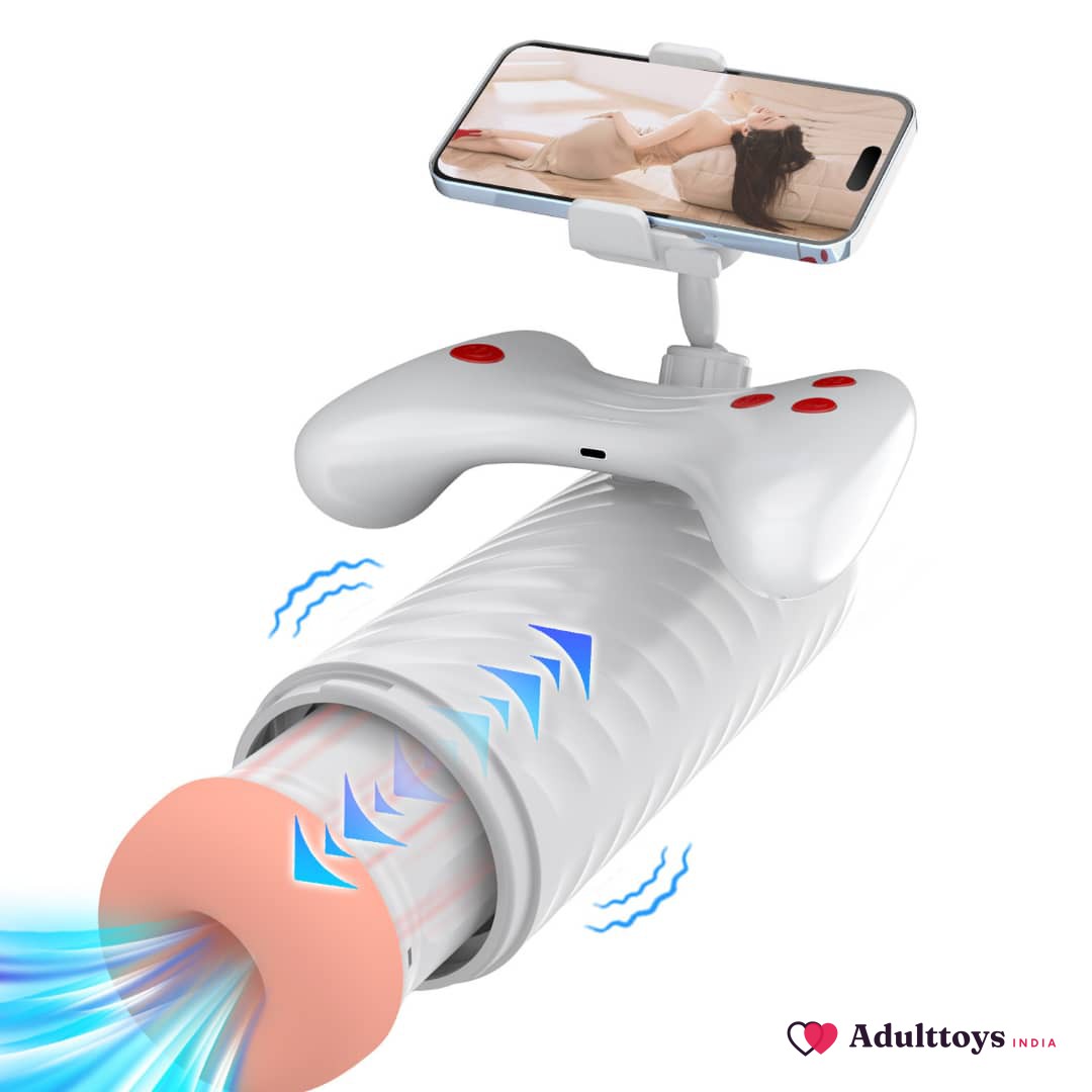 White Latex Cup Vagina And Pubic Machine For Men - front view