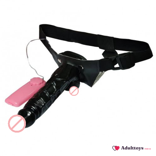 Black Panther Vibrating Strap On Dildo - front view
