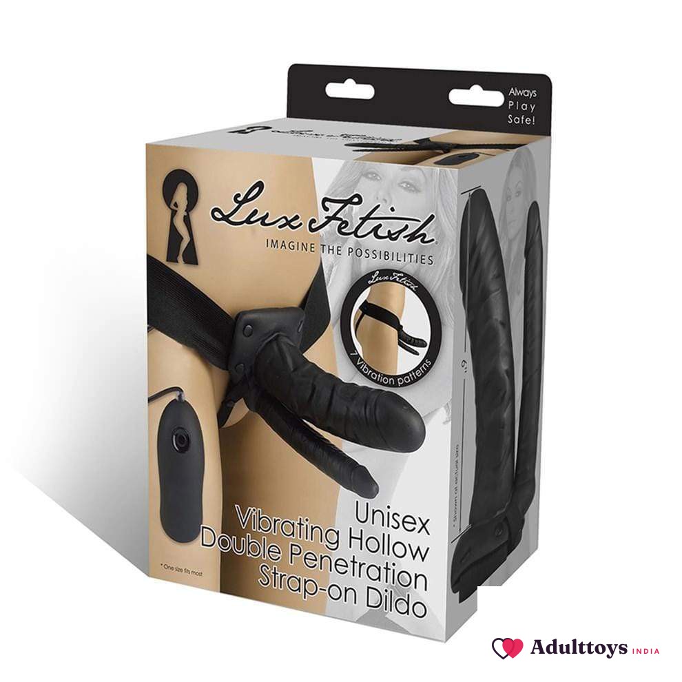 Vibrating Double Penetration Hollow Strap-on Dildo