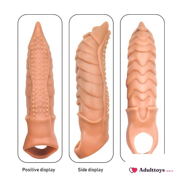 8 Inches Choco Monster Silicone Penis Sleeve - front view