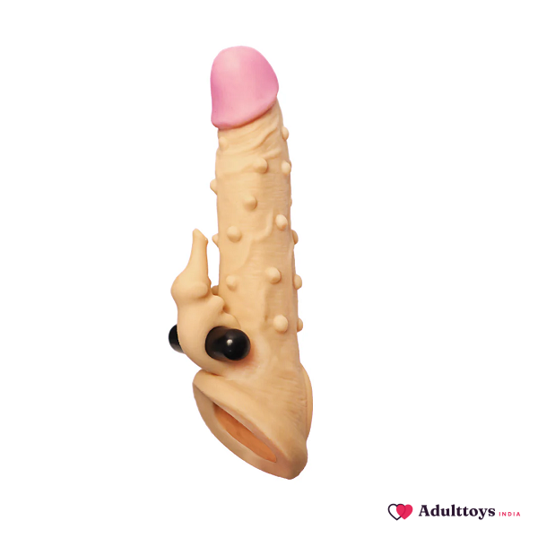Dragon Silicone Washable Condom Reusable Penis Sleeve With Vibrator - front view