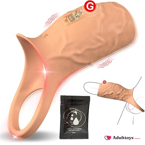 2 In 1 Cock Ring Cum Penis Sleeve For Men - front view
