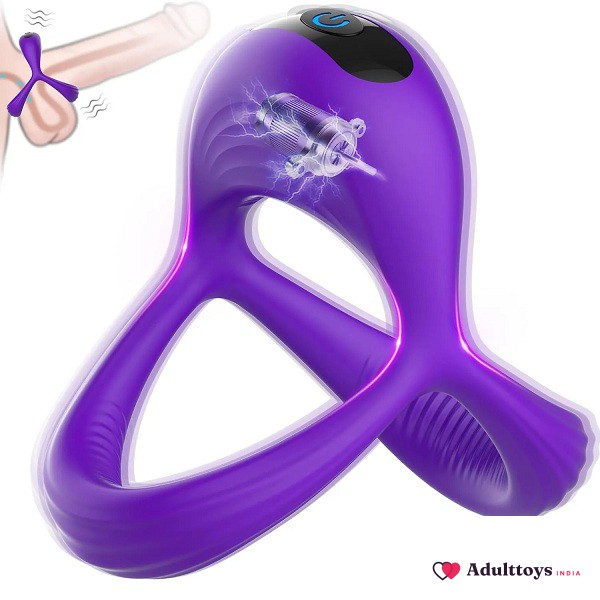 Silicone Elastic Rings Purple With 10 Modes Of Intense Vibration - front view