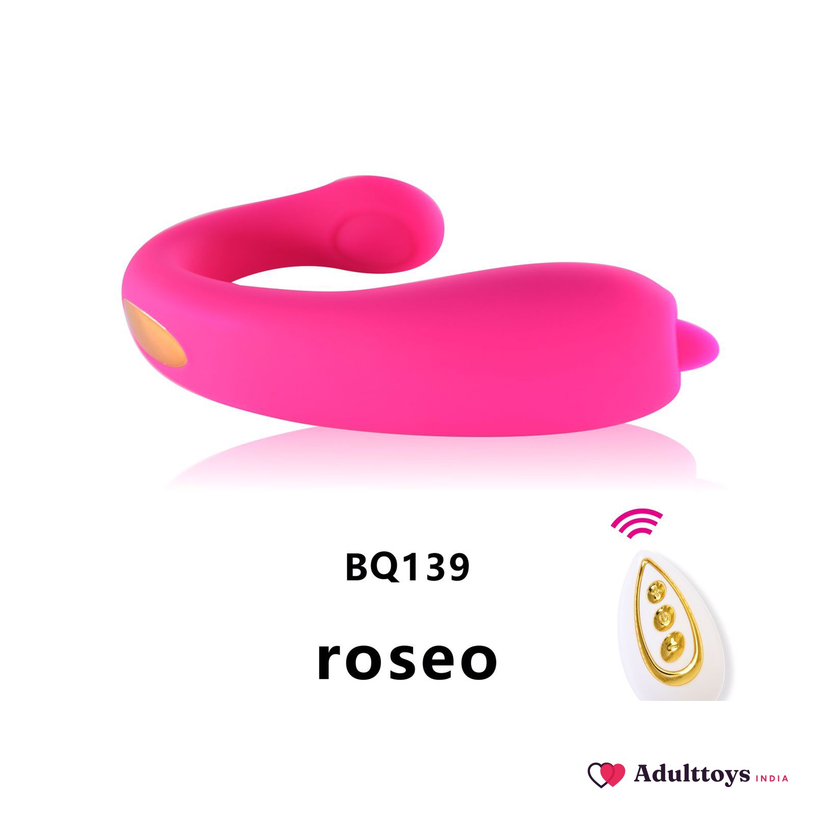 ROSEO C-Shaped Remote Control Vibrator Couple Sex Toy - front view