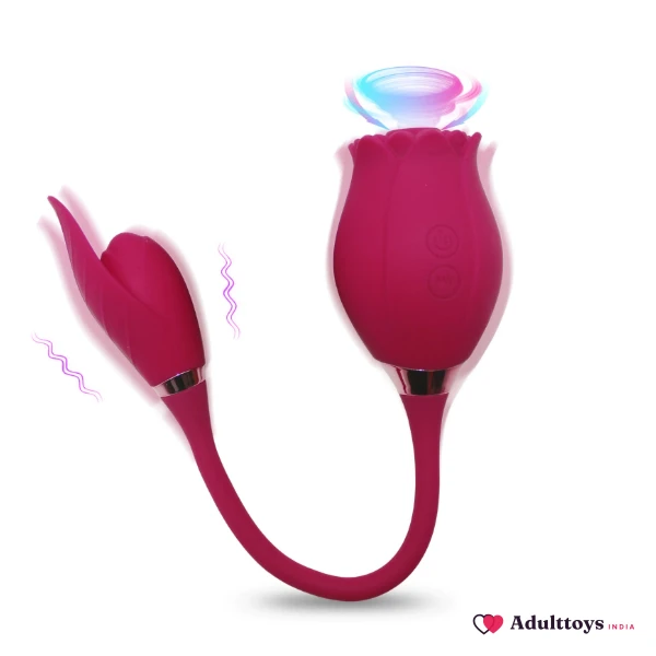 Rose Flower Vibrator for Automatic Tongue Clit Licking and Sucking - front view