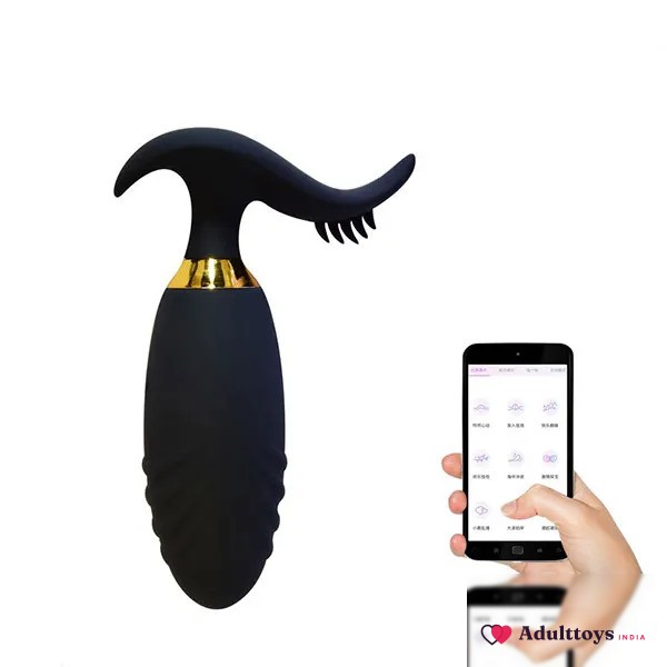 Sole Vibrating Mobile App Control Butt Plug With Strokers - front view