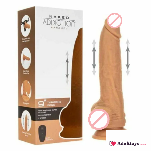 Naked Addiction Thrusting 9 Inch Dildo With Wireless Remote - front view