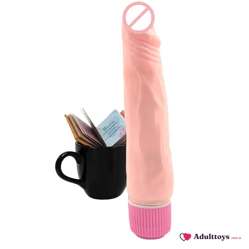 9 Inches Pink Cap Stud Dildo Vibrator for Women - front view