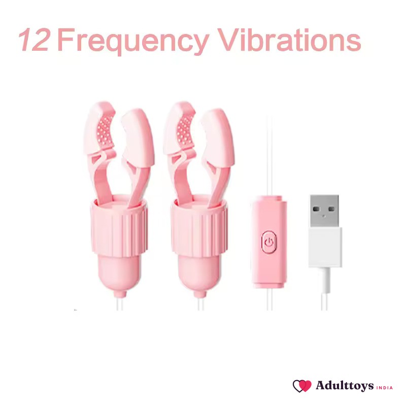 12-Mode Clamp Nipple Clip Vibration Breast Clip Remote Controlled Electric Nipple Stimulator - front view
