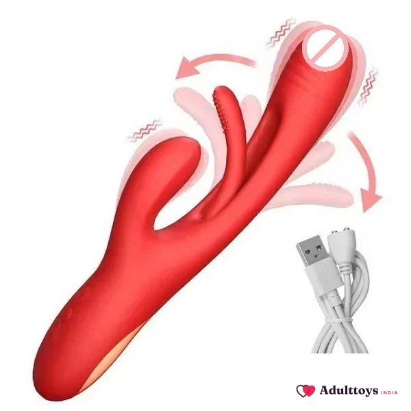 3-in-1 Rabbit Clitoris Stimulator G-Spot Flutter With 7 Vibration Sex Toy For Couples (Purple) - front view