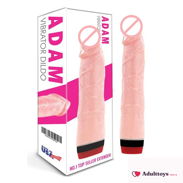 Adam Premium Vibrating Silicone Dildo 8 Inch Long - front view