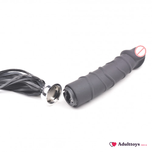 7 Speed Anal Dildo Vibrator With Black Tail - front view