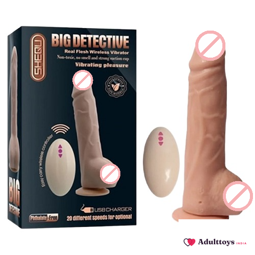 Big Detective Remote Control Vibrating Dildo with Suction Cup - front view