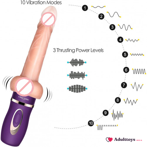 Euro Auto Thrusting Dildo Vibrator with Heating Function 3 Thrusting Levels 10 Vibration Modes - front view