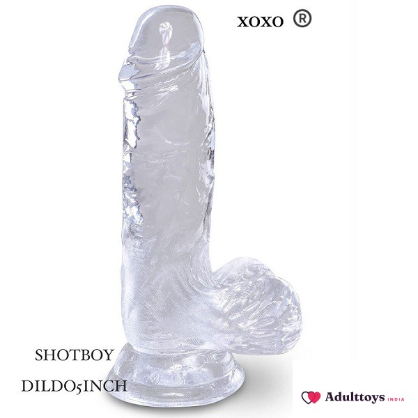 Shot Boy 5inch Realistic Silicone Crystal Transparent Dildo - front view