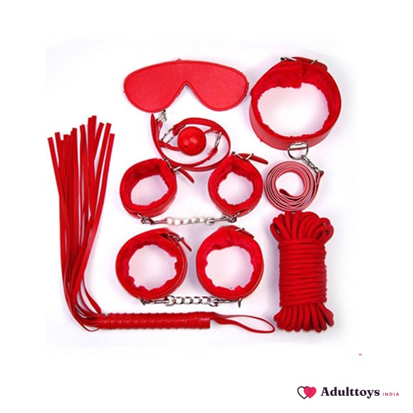 Bondage Kit Couple Fun- 7 Pieces Set (Red)