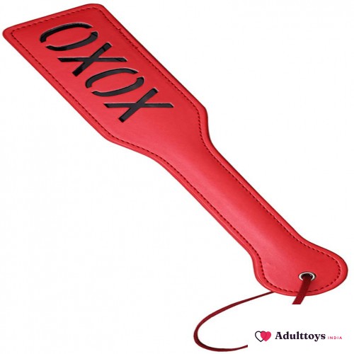 XOXO Spanking Paddle for Adult Sex Play, 12.8inch Total Length Faux Leather Paddle - front view