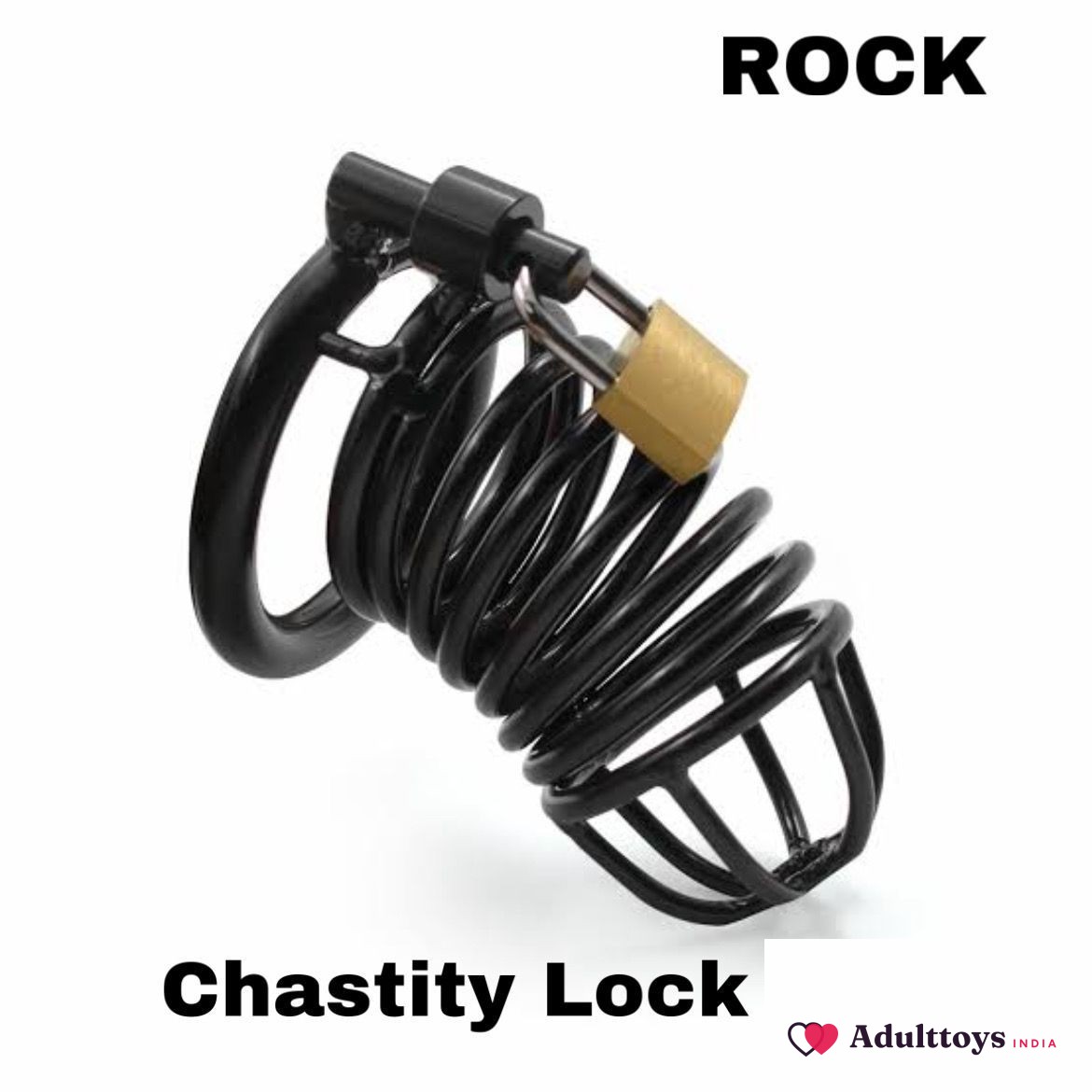 Black Cock Cage Male Chastity Device - front view