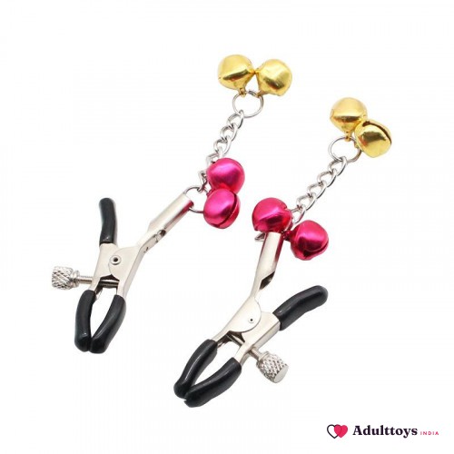 CUTIE Adjustable Nipple Clamps with Gold Bell - front view